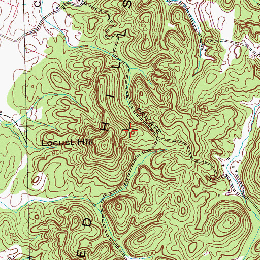 Topographic Map of Red Hills, TN