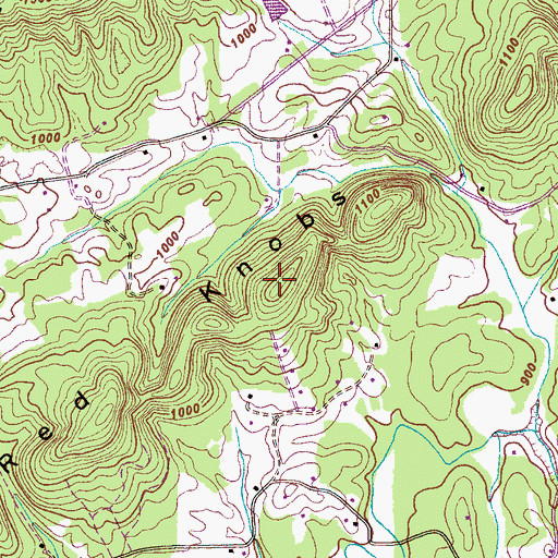 Topographic Map of Red Knobs, TN