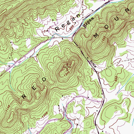 Topographic Map of Red Mountain, TN