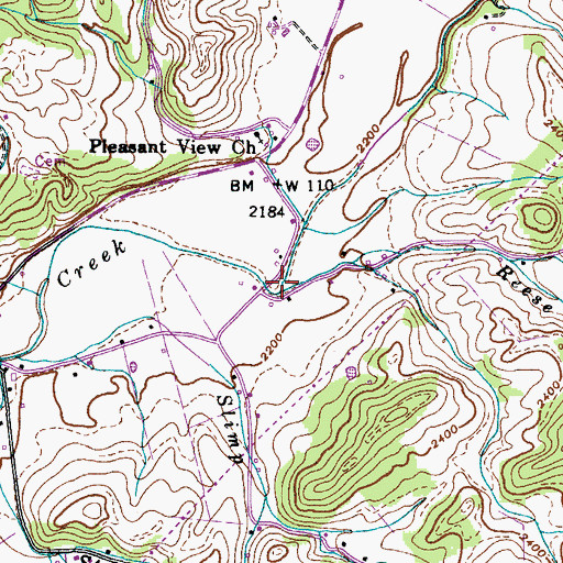 Topographic Map of Reese Branch, TN