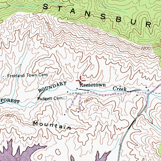 Topographic Map of Reesetown, TN