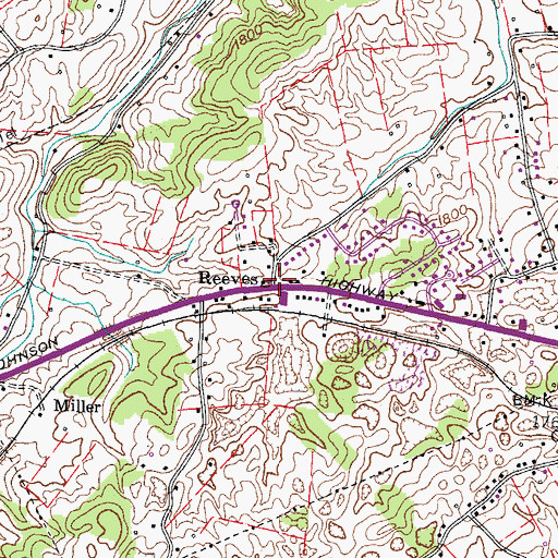 Topographic Map of Reeves, TN