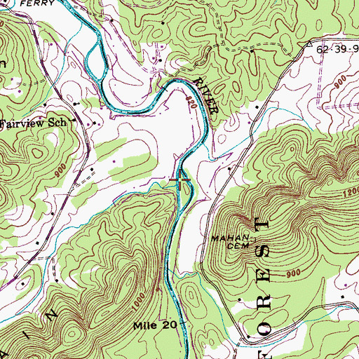 Topographic Map of Regan Valley, TN