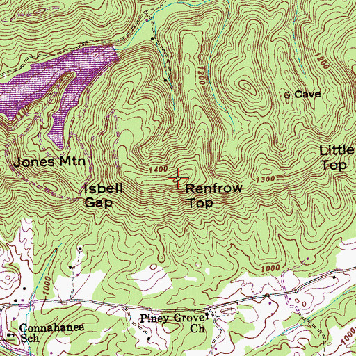 Topographic Map of Renfrow Top, TN