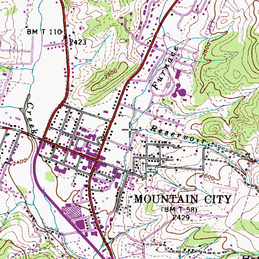 Topographic Map of Reservoir Branch, TN