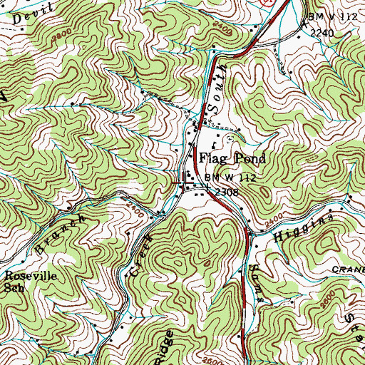 Topographic Map of Rice Creek, TN