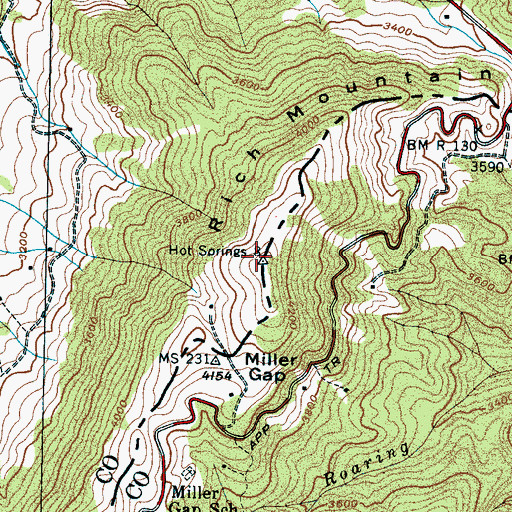 Topographic Map of Rich Mountain, TN