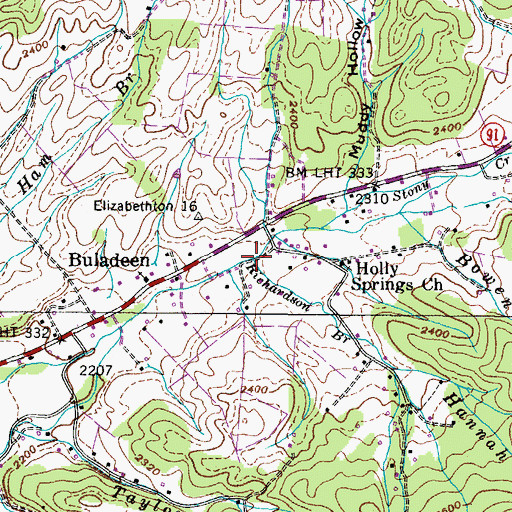 Topographic Map of Richardson Branch, TN