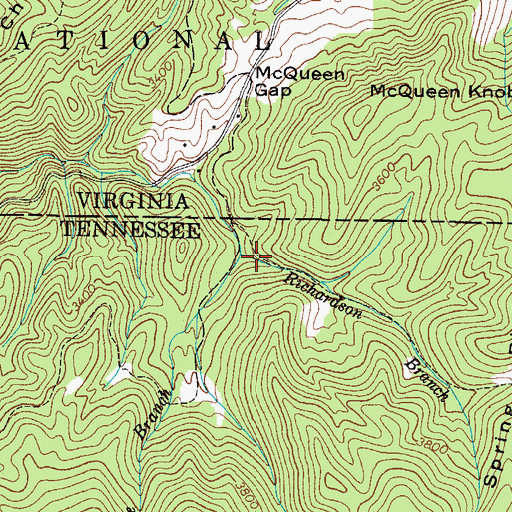 Topographic Map of Richardson Branch, TN