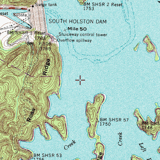 Topographic Map of Riddle Creek, TN