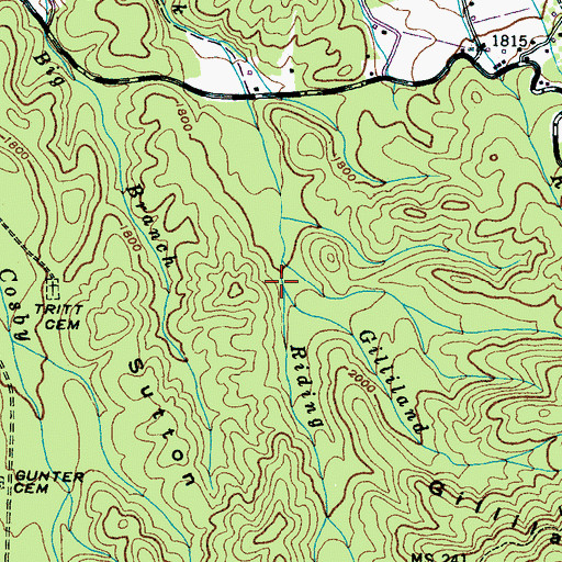 Topographic Map of Riding Fork, TN