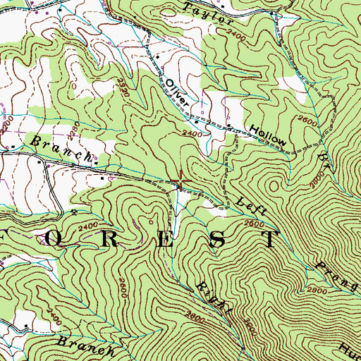 Topographic Map of Right Prong Hodge Branch, TN