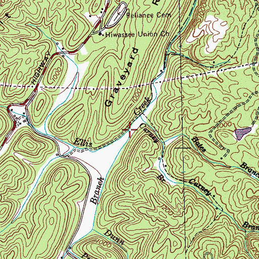 Topographic Map of Ritchie Branch, TN