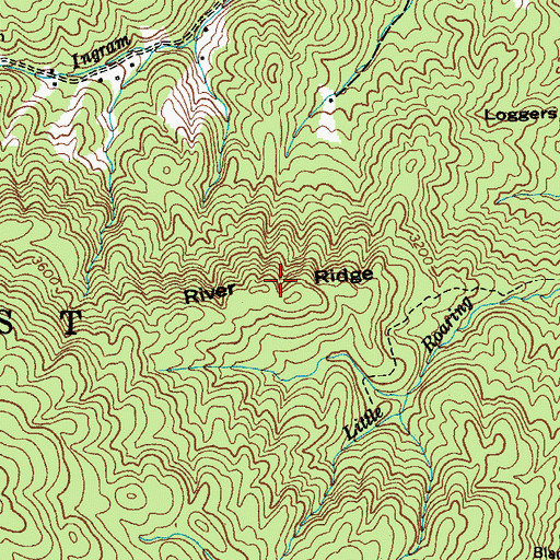 Topographic Map of River Ridge, TN