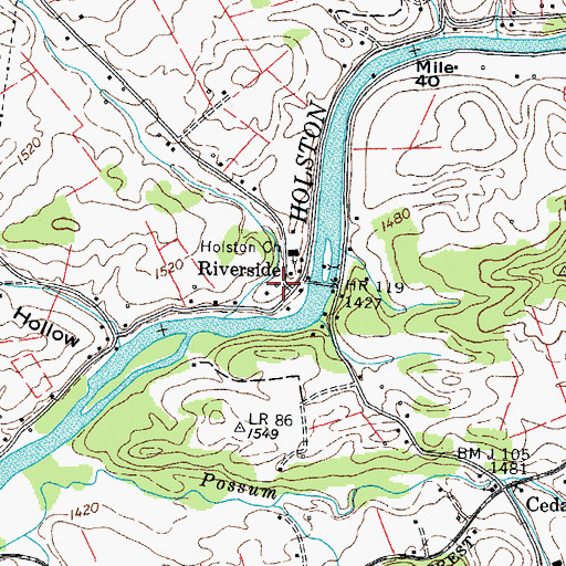 Topographic Map of Riverside, TN