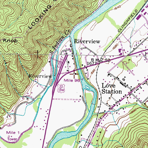 Topographic Map of Riverview, TN