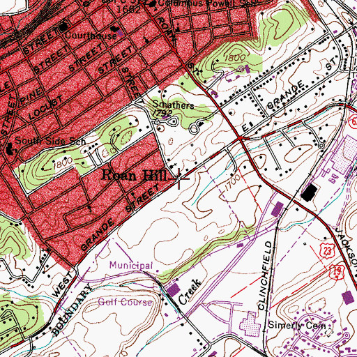 Topographic Map of Roan Hill, TN