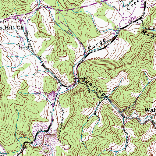 Topographic Map of Roaring Creek, TN