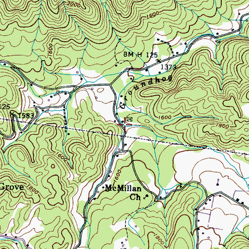 Topographic Map of Robinson Creek, TN