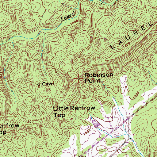 Topographic Map of Robinson Point, TN