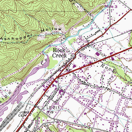 Topographic Map of Rock Creek, TN