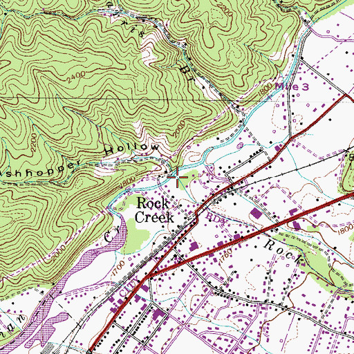 Topographic Map of Rock Creek, TN