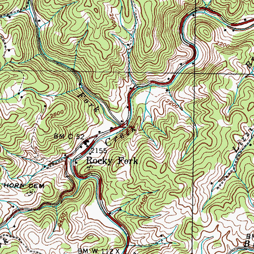 Topographic Map of Rocky Fork, TN
