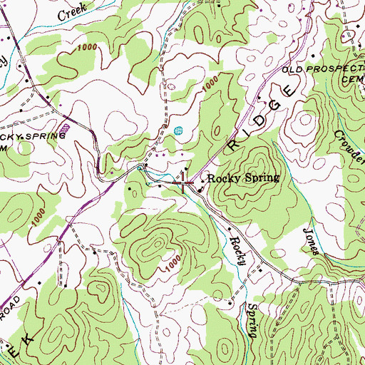 Topographic Map of Rocky Spring, TN