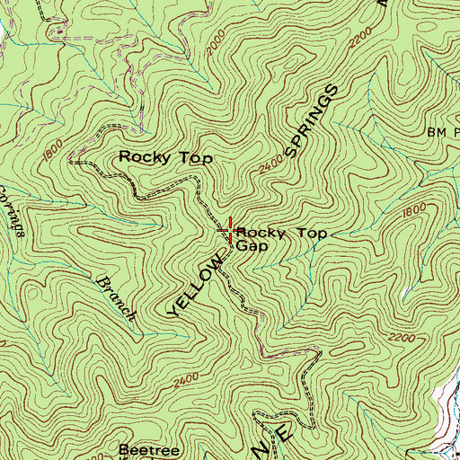 Topographic Map of Rocky Top Gap, TN