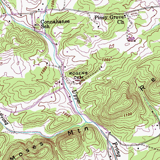 Topographic Map of Rogers Cemetery, TN