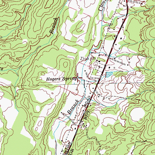 Topographic Map of Rogers Spring, TN