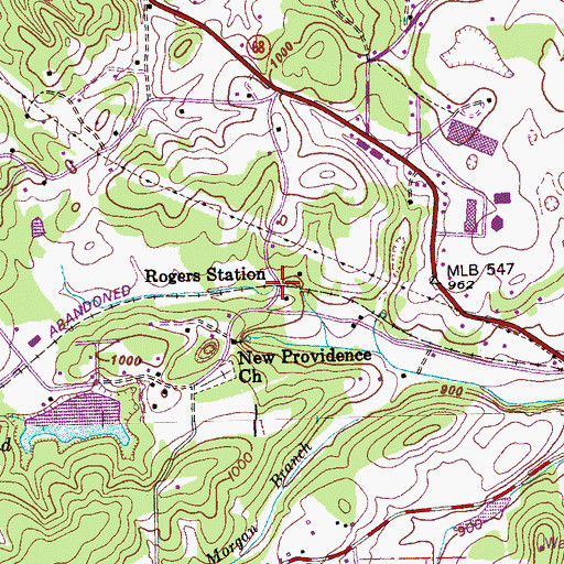 Topographic Map of Rogers Station, TN