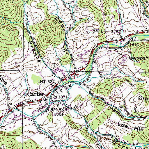 Topographic Map of Rome Branch, TN