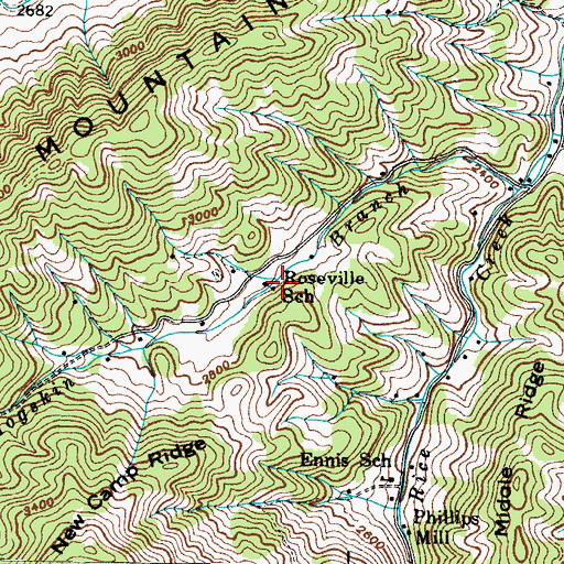 Topographic Map of Roseville School, TN