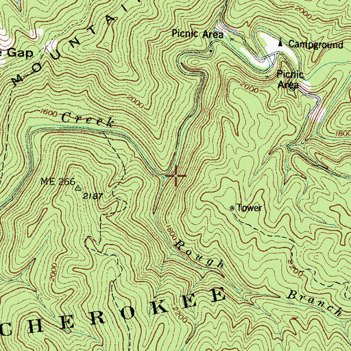 Topographic Map of Rough Branch, TN