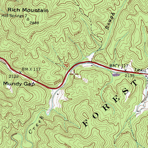 Topographic Map of Rough Branch, TN