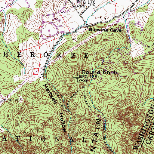 Topographic Map of Round Knob, TN