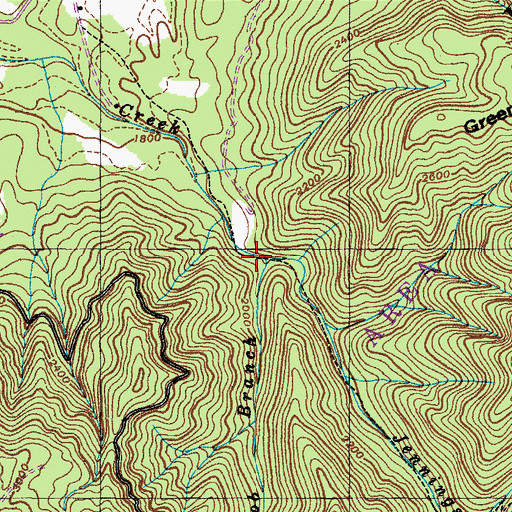 Topographic Map of Round Knob Branch, TN