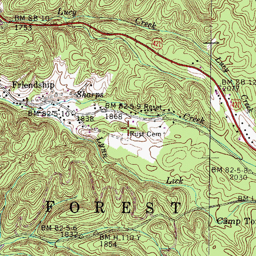 Topographic Map of Rust Cemetery, TN