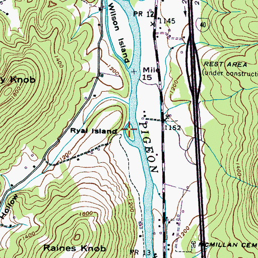 Topographic Map of Ryal Island, TN