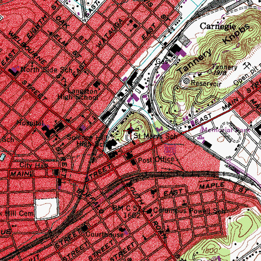 Topographic Map of Saint Marys School, TN