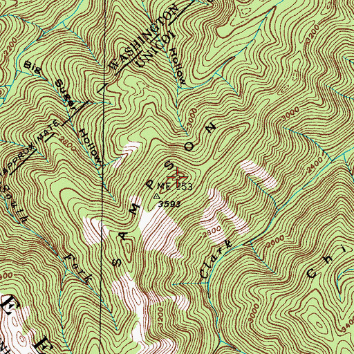 Topographic Map of Sampson Mountain, TN