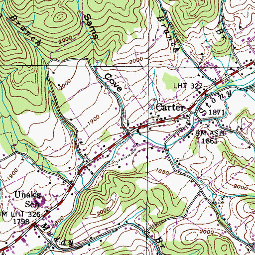 Topographic Map of Sams Cove, TN