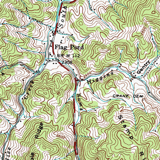 Topographic Map of Sams Creek, TN