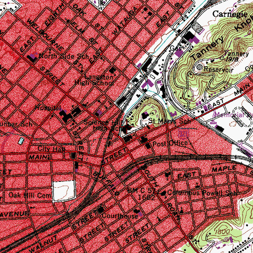 Topographic Map of Science Hill High School, TN