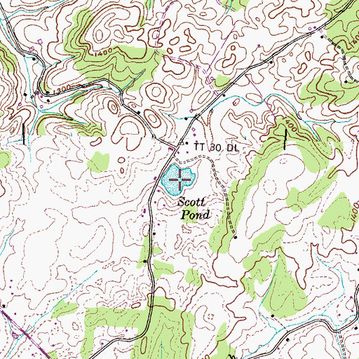 Topographic Map of Scott Pond, TN