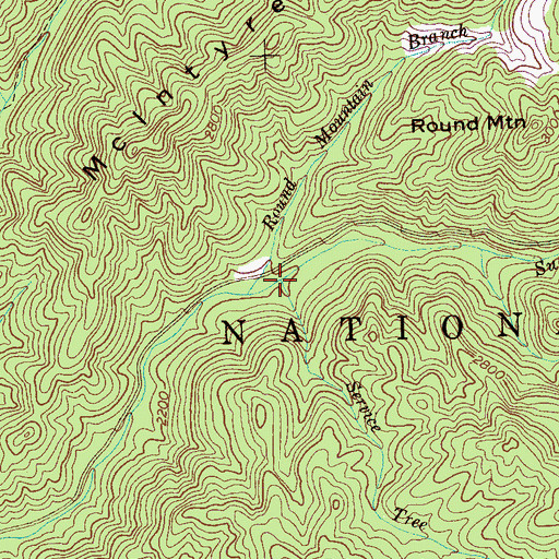 Topographic Map of Service Tree Branch, TN