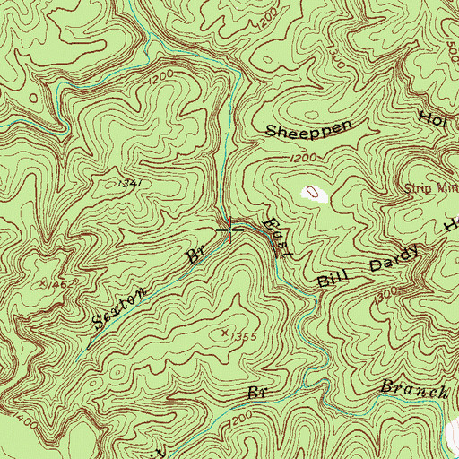 Topographic Map of Sexton Branch, TN