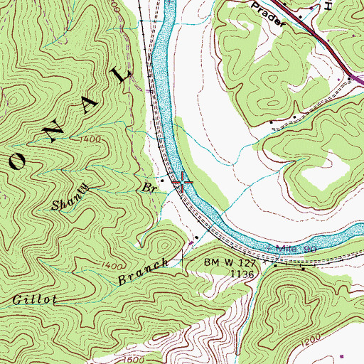 Topographic Map of Shanty Branch, TN