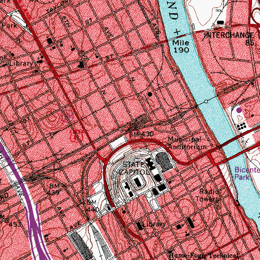 Topographic Map of Davidson County, TN